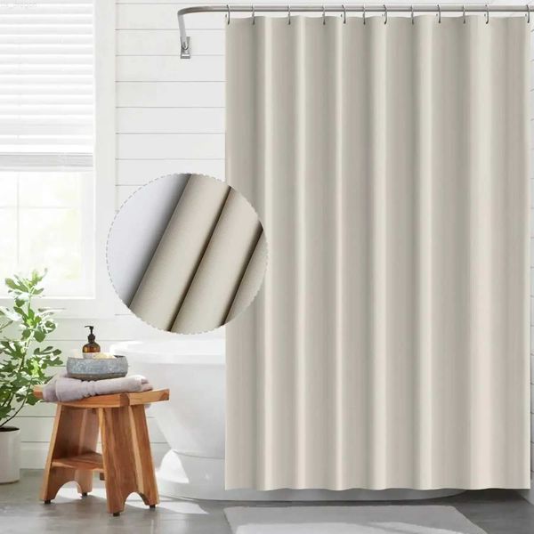 Tende da doccia Tenda da doccia EVA Tende da bagno impermeabili con 12 ganci Tende da bagno lunghe per vasche da bagno e doccia 180 x 180 cm Beige