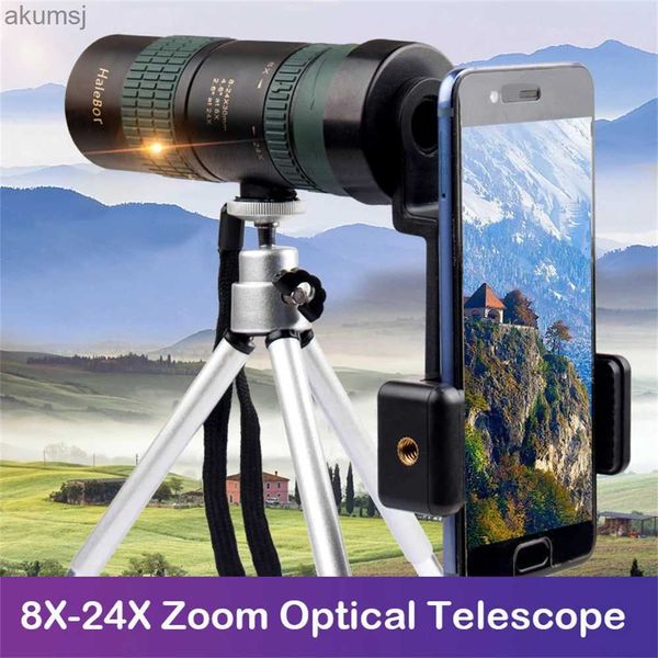 Telescopios APEXEL Monoculares para teléfonos móviles 8-24x30 Lente de telescopio Profesional con Doble Zoom y monoculares con trípode Universal para Acampar Senderismo YQ240124