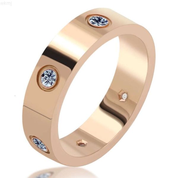 6 mm modischer Roségold-Edelstahl mit Steinkristall für Männer, Mädchen, Frauen, Paare, Hochzeit, Verlobungsringe