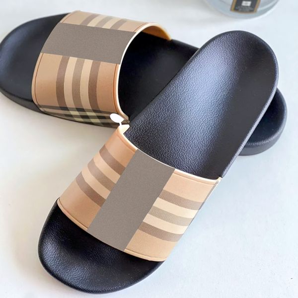 Slip-on vintage xadrez chinelo listra de borracha mule mulher homem designer sandália sapato casual luxo slide salto plano sandálias flip flops praia verão sliders ao ar livre DHgate