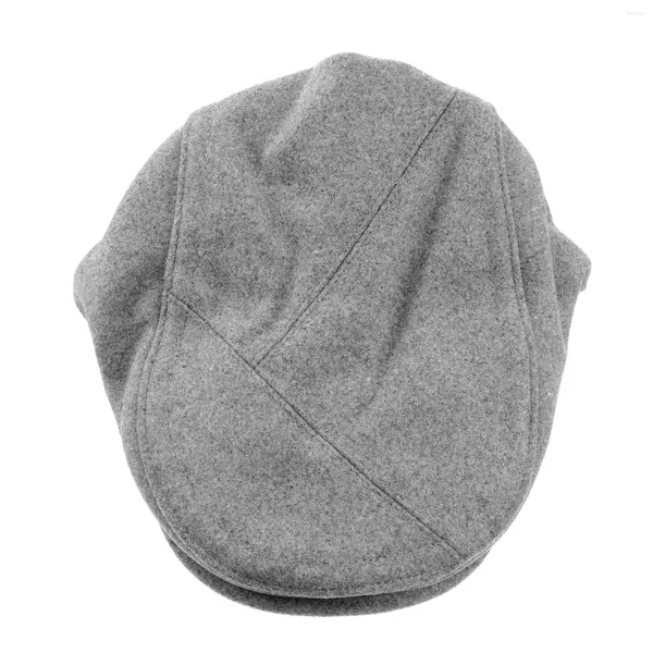 Berets Boina quente elegante outono moda chapéu retro casual lã plana (cinza)