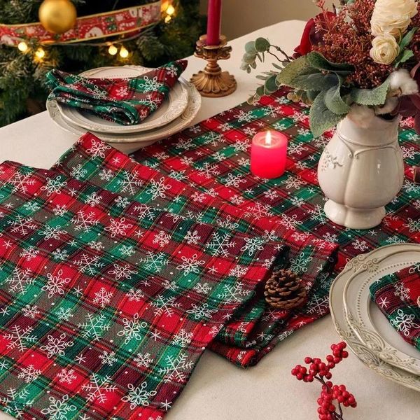 Guardanapo de mesa clássico natal escocês tartan xadrez guardanapos de pano natal 30cm 45cm casa el jantar decoração