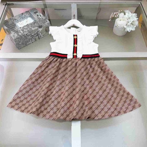 Fashion Baby Camile Dress Splicing Design Girl Gonna taglia 110-160 abiti firmati per bambini cuffi in pizzo rugoso abito da bambino jan20