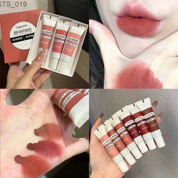 Lip Gloss Lip e Cheek Lip Balm 6 Cores Matte Velvet Batom Hidratante de Longa Duração Suave Alta Pigmentação Sexy Maquiagem para Mulheres