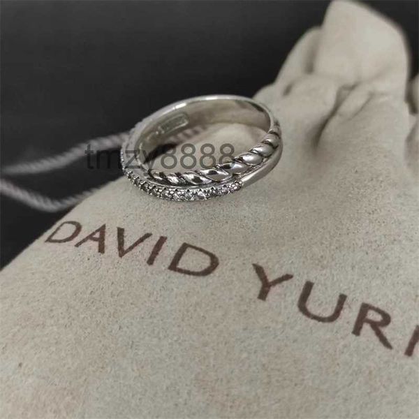 Dy Twisted Vintage Band Tasarımcı Kadınlar İçin Alyans Hediye Elmasları 925 STERLING Gümüş Yüzük Erkekler Kişiselleştirilmiş Moda 14K Altın Kaplama Nişan Takı 1kwk