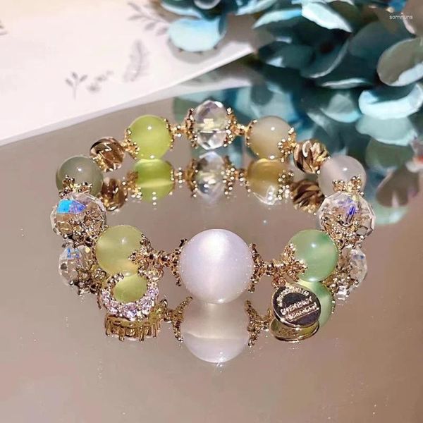 Braccialetti a maglie Jasmine Princess White Moonlight Stone Qingti Agate Grape Crystal Bracciale Regalo dal design originale