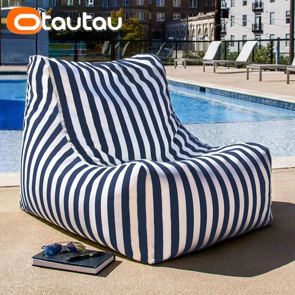 OTAUTAU Outdoor Bean Bag Espreguiçadeira Capa Sem Enchimento Piscina Flutua Beanbag Cadeira Chão Sofá Cama Pufe SF163 240118