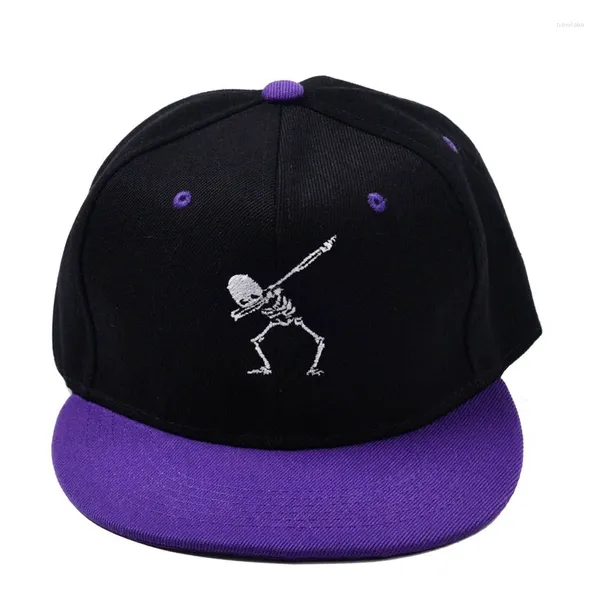 Бейсболки с вышивкой скелета, с плоским краем, в стиле хип-хоп, унисекс, с затенением, Snapback, на открытом воздухе, с регулируемым сращиванием, весенне-осенняя бейсболка, шляпа для папы