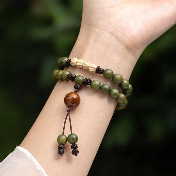 Filo vecchio materiale legno di sandalo verde Buddha braccialetto di perline femminile studentessa della foresta cento semi di fragranza coppia maschile