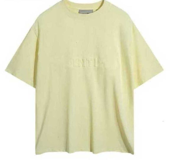 Мужские футболки Es Мужские футболки Fear God Multi Thread Season Front Трехмерная буква с круглым вырезом и коротким рукавом Футболка 3 H819