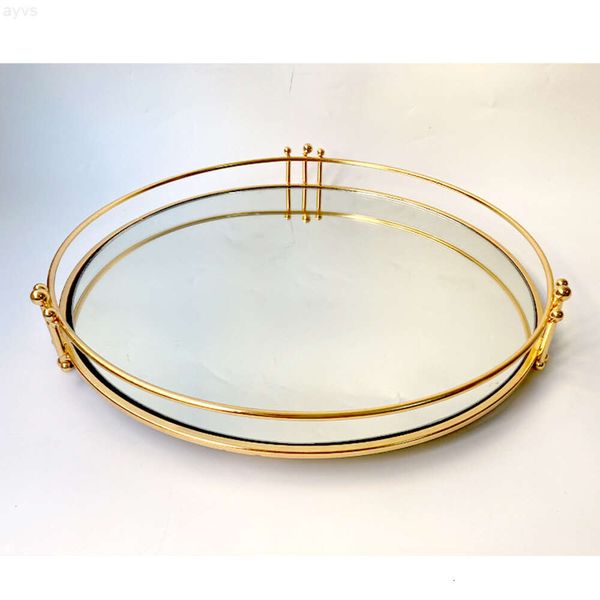Китайская фабрика оптовой круглой формы Британский дизайн Золотые дешевые сервировочные тарелки подносы