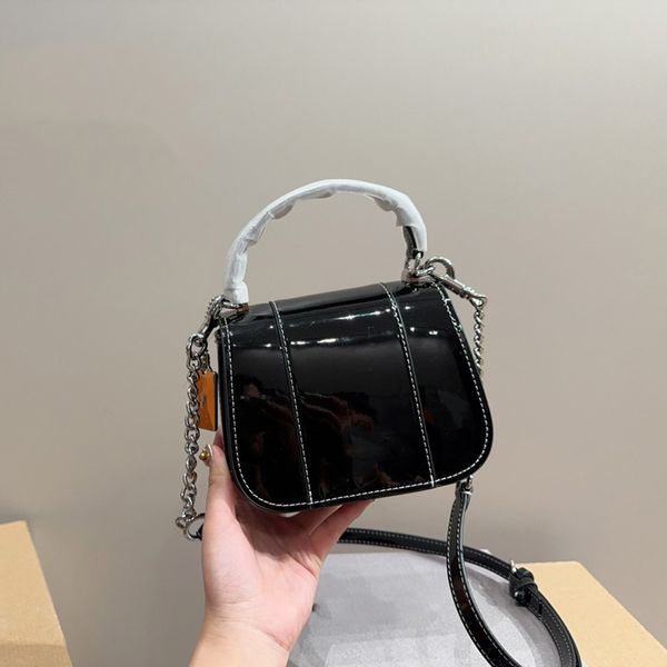 Designer de luxo bolsa ombro graça lysa couro patente mini aleta bolsas femininas verificador caviar legal menina um ombro alça coac