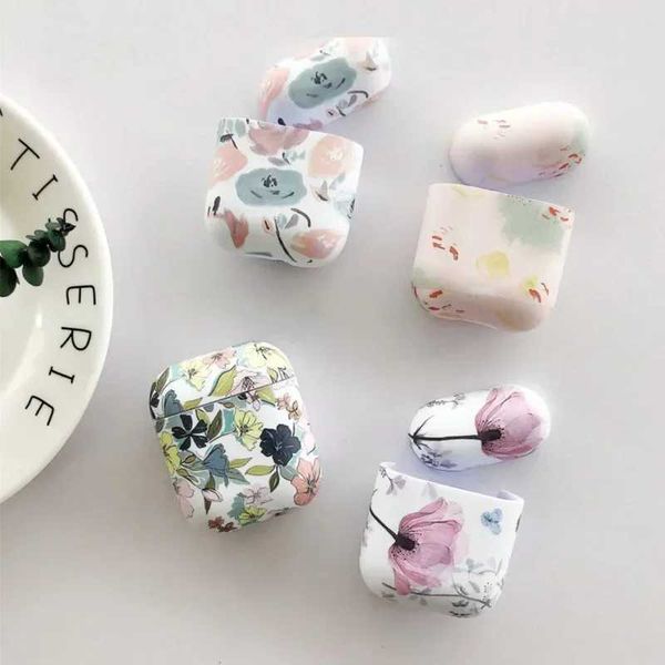 Capas de telefone celular Art Flower Capa de fone de ouvido para Apple Airpods 2 1 3 Air Pods Capa fofa luminosa vintage floral capa para AirPod Pro Shell protetor