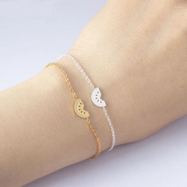 Link pulseiras mínimo mel melão frutas para mulheres bff jóias inoxidável charme melancia pulseira feminina amizade pulseira