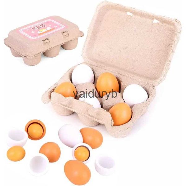 Кухни Play Food 6 шт. Деревянные яйца Игрушечные яйца Кухонные игрушки Дети Кулинария Притворный набор для раннего развития ребенка Learningvaiduryb