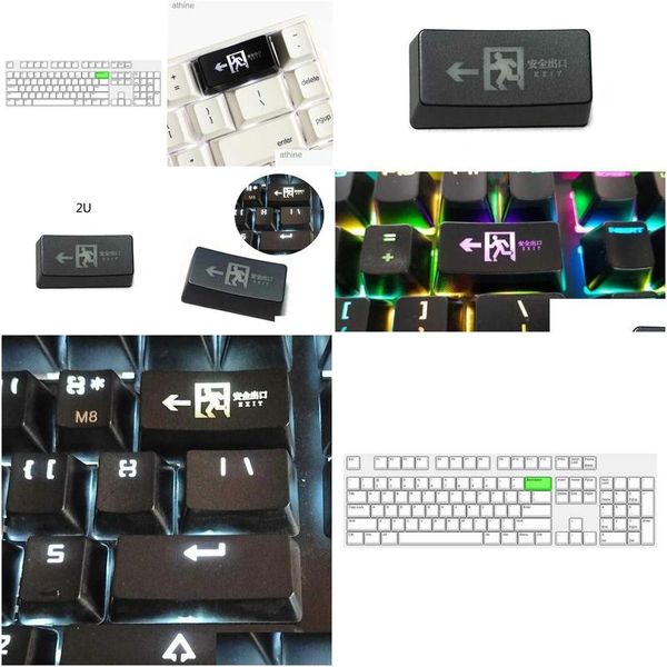 Tastaturen Safe Exit R1 2U Backspace Keycap Shine Through Keycaps Abs Etched Backlit für mechanische Tastatur Yq240123 Drop Delivery Com Otjc7