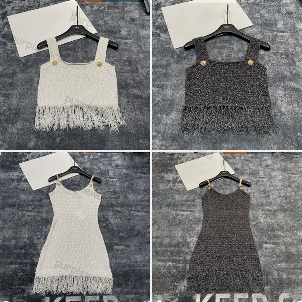 Sexy Kleid Frauen Fransen Gestrickte Weste Designer Ärmellose Tank Tops Mode Neckholder Kleid