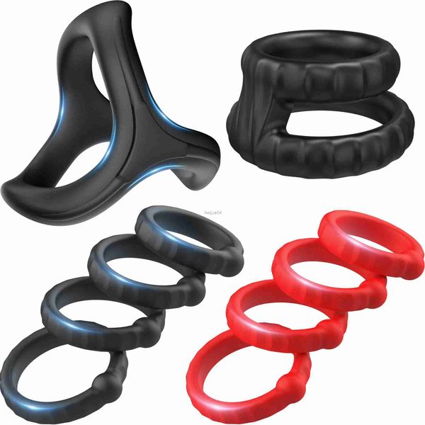 Anel peniano elástico de silicone, 10 peças, anel peniano transparente, ereção clássica, aumento do atraso na ejaculação, brinquedos sexuais adultos para homens