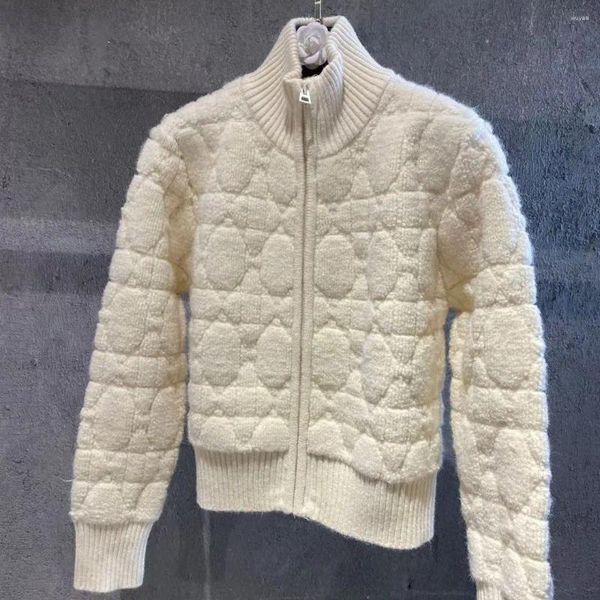 Suéteres femininos Rindu produto mais vendido moda curta cor sólida cardigan casaco tridimensional versátil estilo coreano suéter com zíper