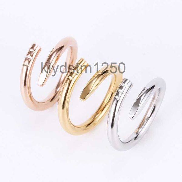 Anéis de amor femininos anel de banda joias titânio aço único prego europeu e americano moda rua casual casal clássico ouro prata rosa tamanho opcional 5-10 AZWD