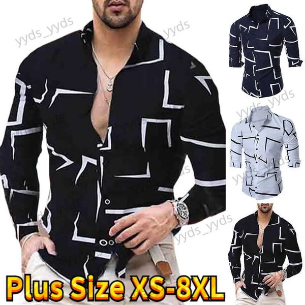 Camisas casuais masculinas design clássico botão para baixo camisa de manga longa deslumbrante impressão colorida diariamente camisa casual fino ajuste camisa de viajante XS-8XL T240124