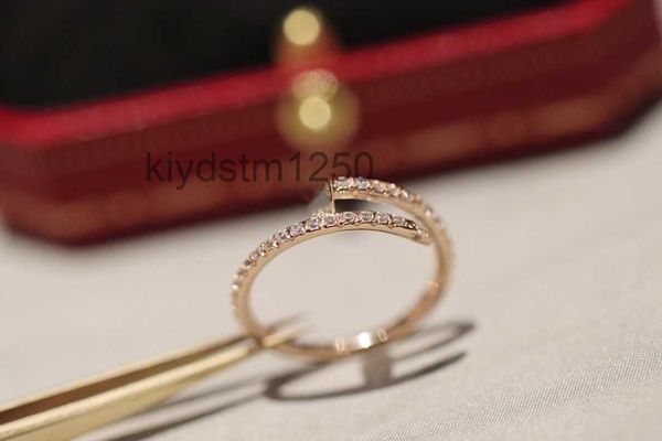 Designer-Ring, dünner Nagel, hochwertiger Diamant für Damen und Herren, galvanisch, klassisch, Premium-Roségold, mit Box KPFL