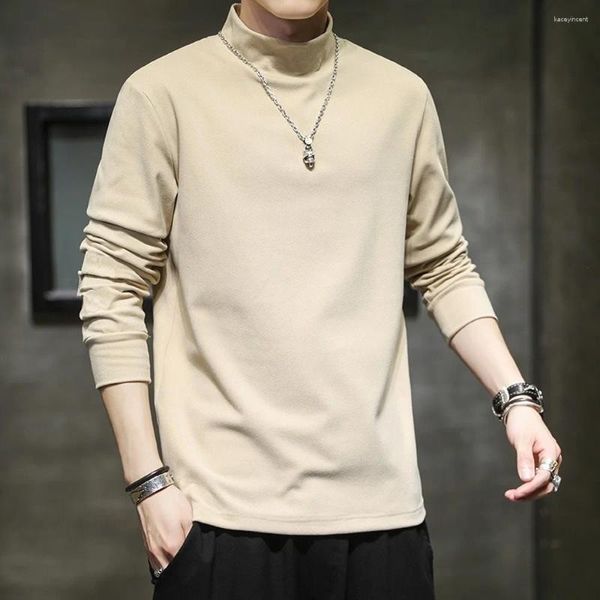 Felpe con cappuccio da uomo Felpa a collo alto da uomo Abbigliamento moda coreana Autunno Casual Tinta unita Streetwear Camicie