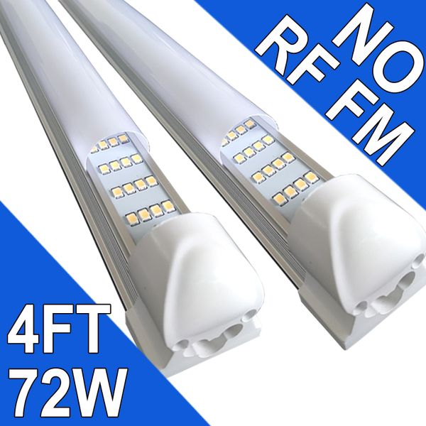 4FT LED-Ladenleuchte, 72W 72000LM 6500K, verknüpfbare LED-Röhrenleuchten mit milchiger Abdeckung, 4 Reihen integrierte T8-LED-Beleuchtung, LED-Deckenleuchten für Garagenwerkstätten usastock