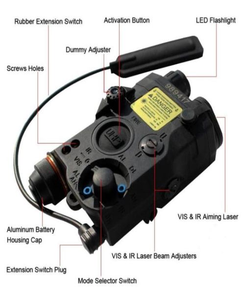 LA5 PEQ15 Red Dot ИК-лазерный прицел Тактический AEG GBB LA5C PEQ 210 люминесцентных ламп для охоты Armas Белый разведывательный фонарь NOStrobe Cameras8855069