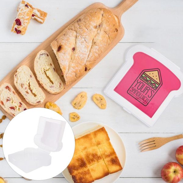 Platten Tragbare Toast Brot Sandwich Box Kleine Container Brotkasten Fall PP Behälter Für Picknick Lunch Boxen Wiederverwendbar