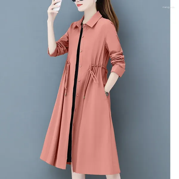 Frauen Trenchcoats #6002 Frühling Herbst Casual Windjacke Dünne Dünne Mantel Für Frauen Lange Mantel Damen Rot Schwarz Frau