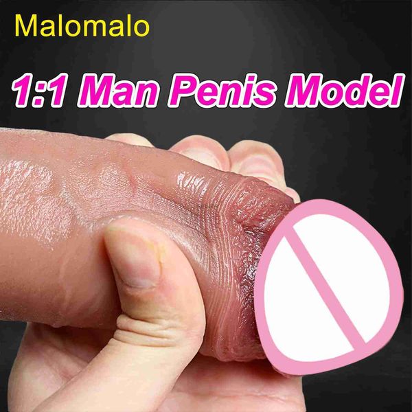 Vibratori Morbida pelle realistica Sensazione del pene umano Dildo economico Doppia ventosa in silicone Cazzo spesso Giocattoli del sesso anale Uomini Donne Gay Strapon Cazzo