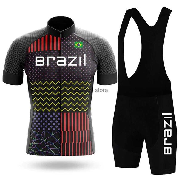 Tracksuits dos homens 2023 Brasil Homens Novo Curto Seve Ciclismo Jersey Define Verão Road Team Bike Roupas Breathab MTB Bicyc Bib Terno CiclismoH24123