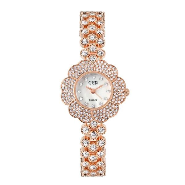 Tt_Bracciale da donna in lega a forma di fiore, semplice, leggero, di lusso, di alta moda, piccolo e squisito orologio al quarzo impermeabile, orologi da polso