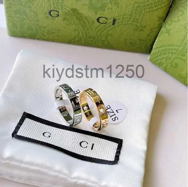 Moda anel de casamento amantes designer 18k banhado a ouro clássico jóias de alta qualidade presentes do dia dos namorados para mulheres Size6-9 UFTP