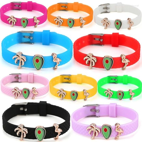 Braccialetti a rete con perline di avocado stile primavera da 10 mm con catena in silicone regolabile per gioielli da donna. Offerta speciale