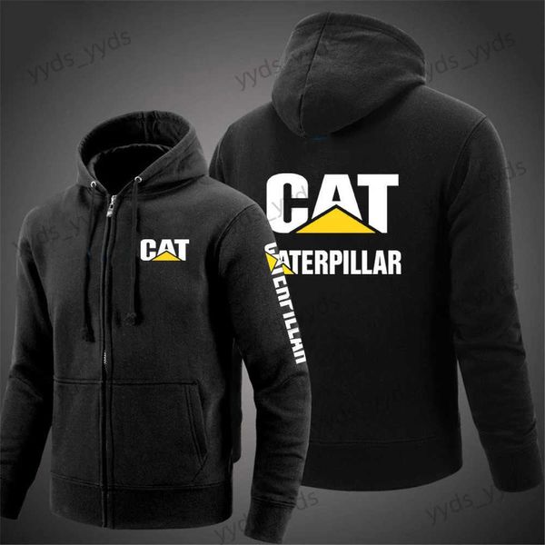 Erkek Hoodies Sweatshirts 2023 Bahar Sonbahar Cat Caterpillar Baskılı High Street Casual Düz Renk Hoodies Popüler Klasik Pamuk Yüksek Kaliteli Katlar T240124