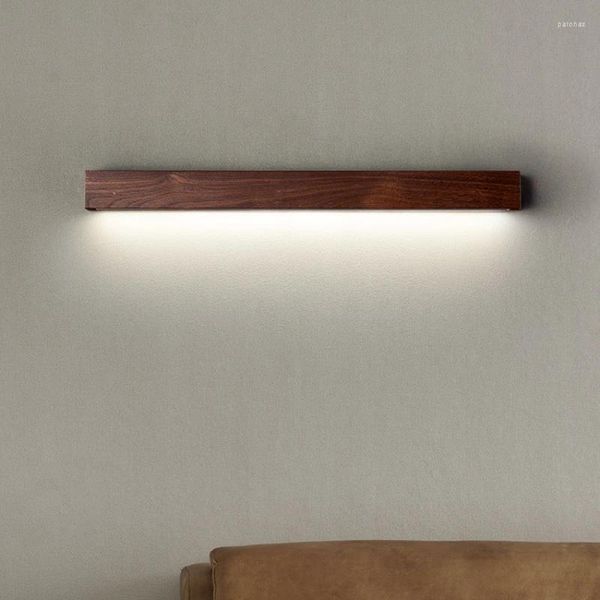 Lampada da parete in stile cinese soggiorno corridoio lampadina minimalista in legno massello camera da letto luci da comodino per la casa
