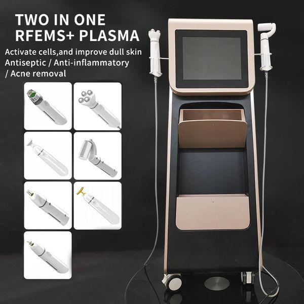 Macchina per il resurfacing cutaneo profondo antinvecchiamento ad alte prestazioni verticale Rf Ems 2 in 1 con penna al plasma per la rimozione dell'acne, ringiovanimento della pelle, lifting del viso