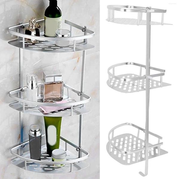 Portaoggetti da cucina Scaffale per doccia angolare a 3 livelli con montaggio a parete per WC