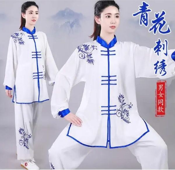 Atacado novo estilo chinês masculino feminino bordado kung fu terno tai chi roupas de artes marciais esporte wushu uniforme conjunto traje