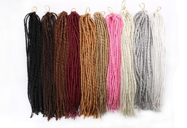 LANS 20 Zoll synthetische Flechthaarverlängerungen Dreadlocks 24 Stränge 100gpc Häkelzöpfe Haar weiß blond schwarz Farbe LS353714395