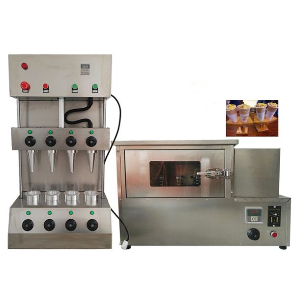 Máquina comercial de fabricação de cone de pizza doce 110V/220V coopera com vitrine de forno de cone de pizza em aço inoxidável