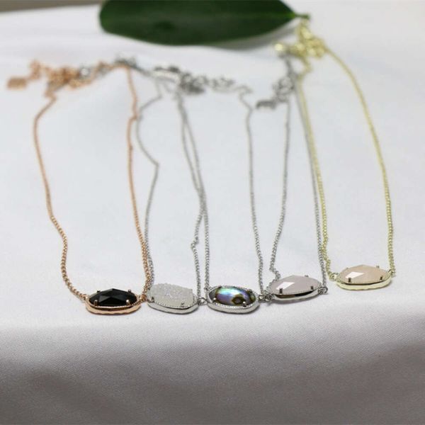 Designer de jóias Kendras Scotts colar k vidro preto Abalone Shell branco cristal dente em pó colar de pedra de cristal para corrente de clavícula feminina