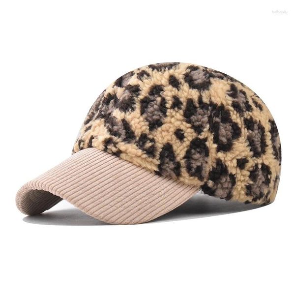 Ball Caps Cord Leopard Print Einstellbar Warm Halten Männer Papa Hut Frauen Herbst Winter Outdoor Shade Snapback Baseball Cap