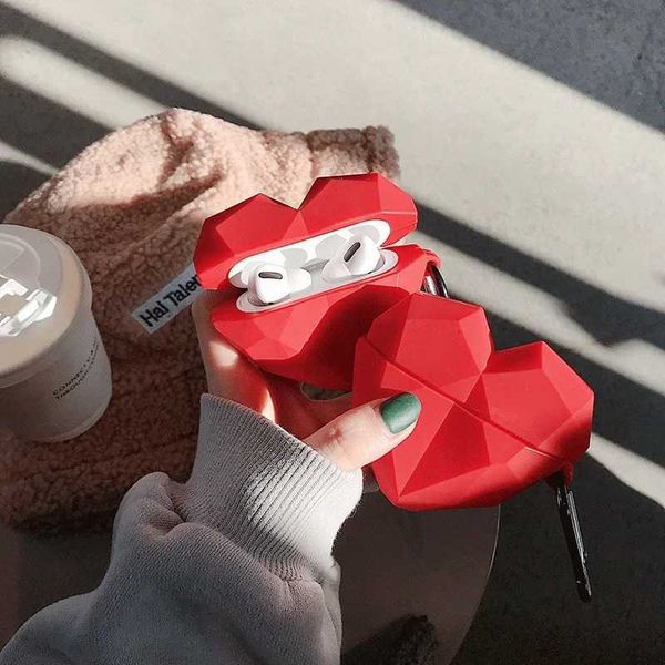 Чехлы для мобильных телефонов 3D милый силиконовый сексуальный красный чехол для наушников с милым сердечком для Apple airpods 1 2 3 Pro, чехол для беспроводной гарнитуры, подарок для чехла для airpods