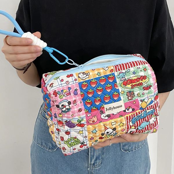 Organizador floral bolsa de armazenamento para cosméticos acolchoado caso de maquiagem cosmética feminina saco de toalete bolsas femininas bebê dipper sacos 240124