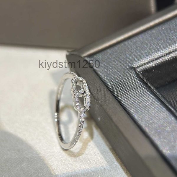 Klasik Marka Tasarımcı Band Rings Baby Move S925 STERLING Silver Hollow Square Hareketli Zirkon Cazibe Alyans Kadın Mücevher Partisi Hediyesi 9DYI