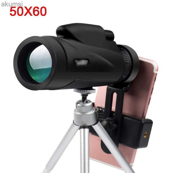 Telescópios 50x60 Monóculo de luneta óptica para turismo Sniper Caça Rifle Spotting Scope Telescópios poderosos Visão noturna Zoom Monocular YQ240124