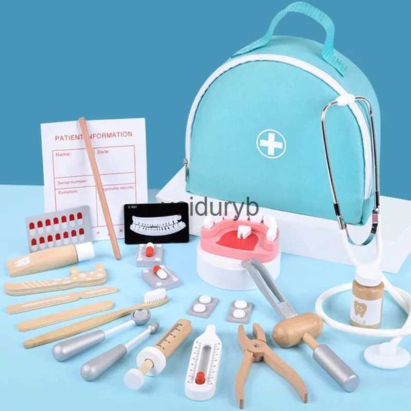 Tools Workshop Ahşap Pretend LDren Simülasyon Diş Hekimi için Doktor Eğitim Oyuncakları Oyun Çek Fırçası Dişleri Set Rol Oyun Oyun Vaiduryb